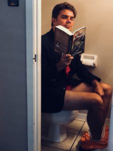 a man on a toilet